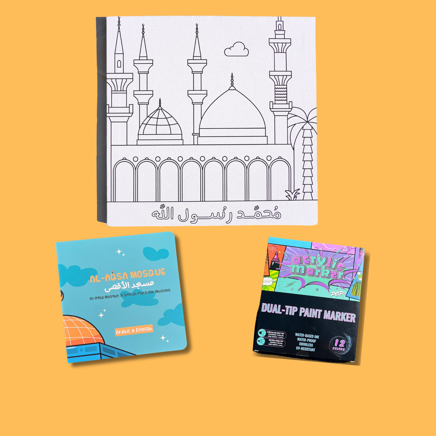 Blissed Bundle (Masjid Canvas & Al Aqsa Book & Paint Markers)