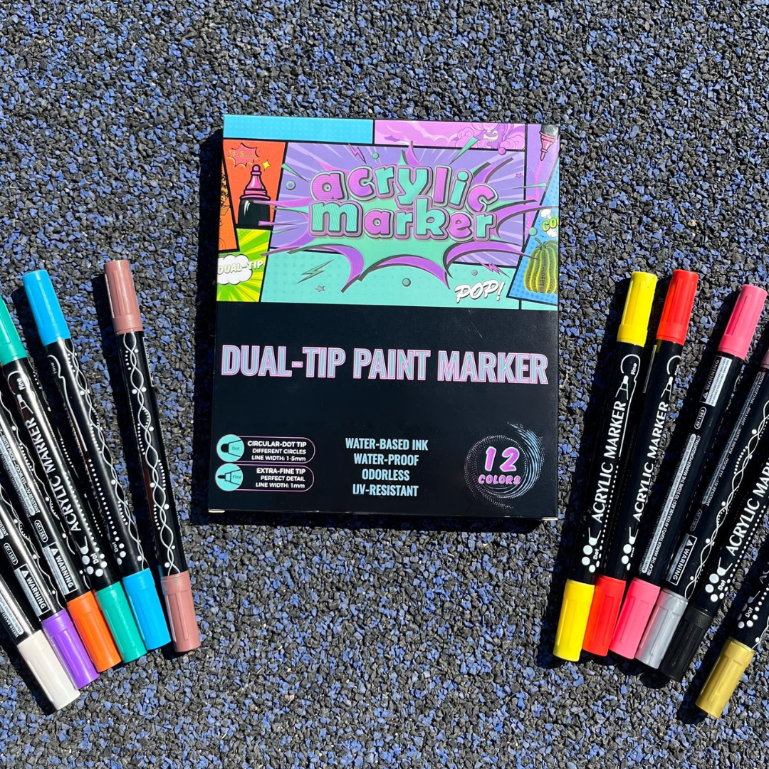 Dual-Tip Paint Marker Set – 12 Colors