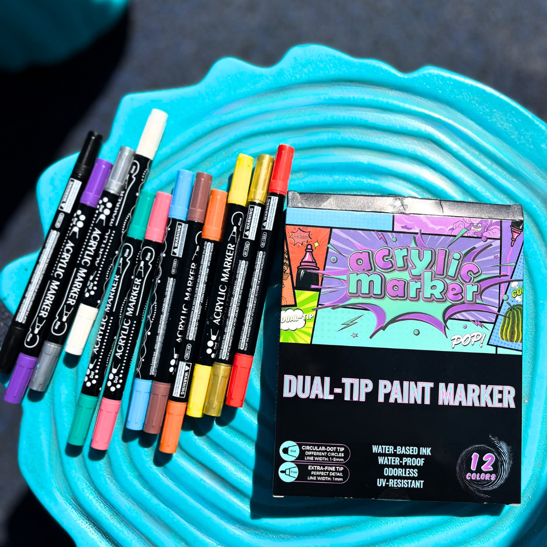 Dual-Tip Paint Marker Set – 12 Colors