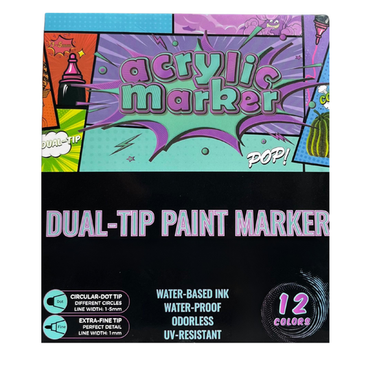 Dual-Tip Paint Marker Set – 12 Colors