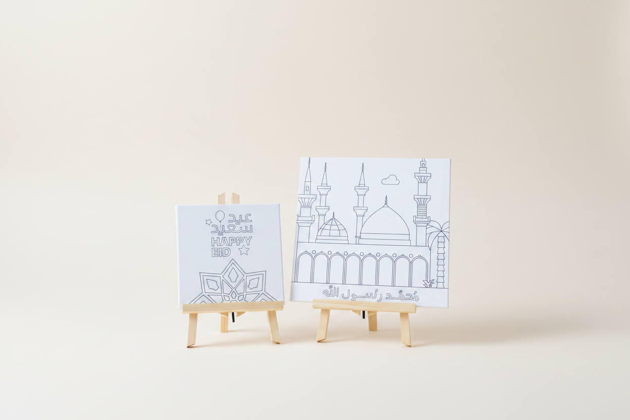 Both Canvases on Easels - Cream Background