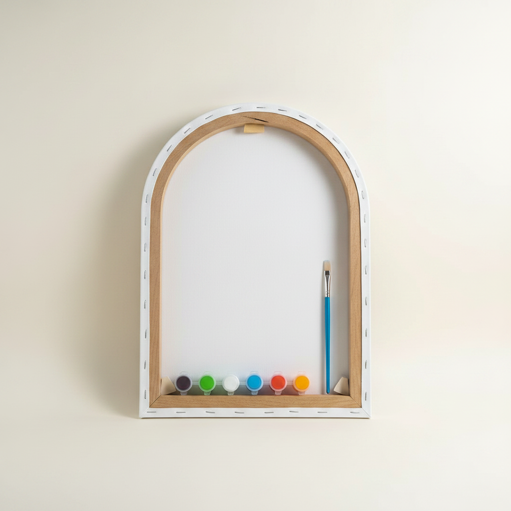 Iqraa Arch Canvas Back with Paint & Brush - Cream Background